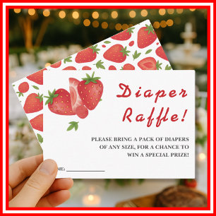 Tarjeta De Recepción Berry Sweet Strawberry Baby Shower Diaper Raffle