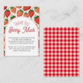 Tarjeta De Recepción Berry Sweet Strawberry Baby Shower Gracias