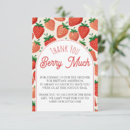 Tarjeta De Recepción Berry Sweet Strawberry Baby Shower Gracias