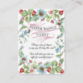 Tarjeta De Recepción Berry Sweet Strawberry Bee Baby Girl Diaper Raffle