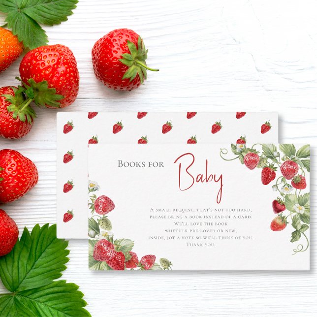 Tarjeta De Recepción Berry Sweet Strawberry Books para Baby Shower (Subido por el creador)