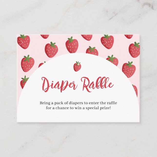 Tarjeta De Recepción Berry Sweet Strawberry Diaper Raffle Card (Anverso)