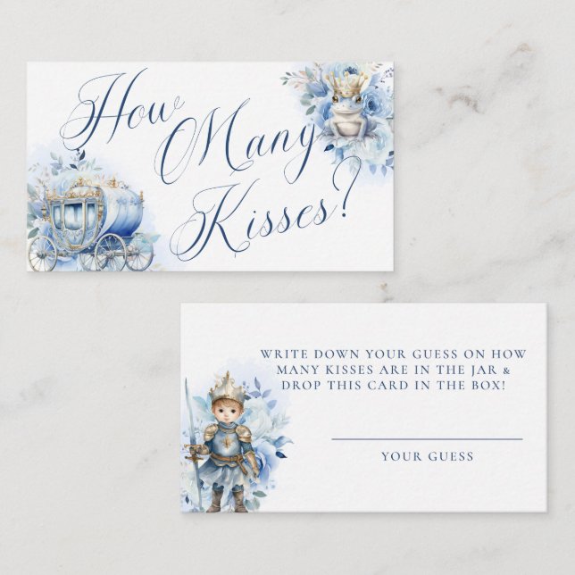 Tarjeta De Recepción Besos de ducha azul de un pequeño príncipe real (Anverso / Reverso)