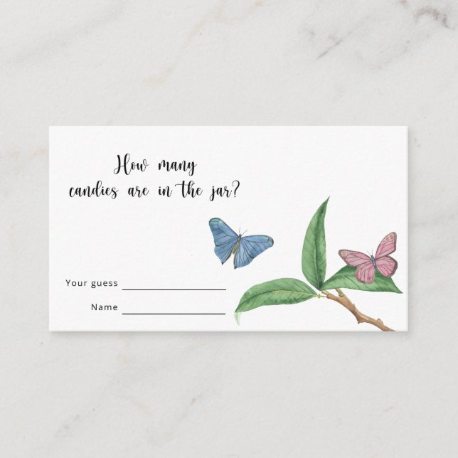 Tarjeta De Recepción Besos de mariposa cuántos caramelos (Anverso)