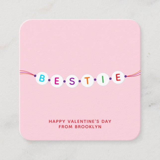 Tarjeta De Recepción Bestie lindo brazalete de amistad rosa San Valentí (Anverso)