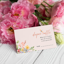 Tarjeta De Recepción Bho Flower Dragonfly BABY SHOWER DIAPER RAFFER