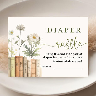 Tarjeta De Recepción Biblioteca de Libros para Baby Shower Rifas de Pañ