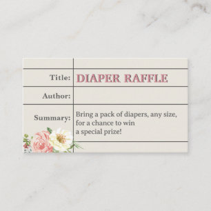 Tarjeta De Recepción Biblioteca del Libro Baby Girl Shower Diaper Raffl