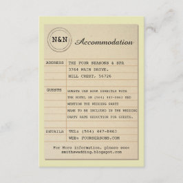 Tarjeta De Recepción Biblioteca Sr. y Sra. Accommodation Boda Books