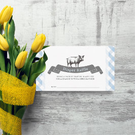 Tarjeta De Recepción Bibs & Ribs Blue Gingham Diaper Raffle Ticket
