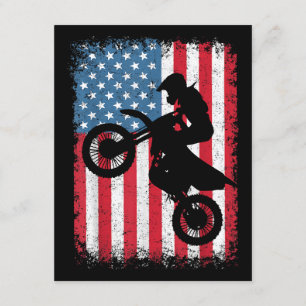 Tarjeta De Recepción Bicicleta Sucia Bandera Estadounidense Motocross B