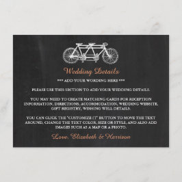 Tarjeta De Recepción Bicicleta tándem en el Boda de pizarra Insertar de