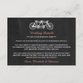 Tarjeta De Recepción Bicicleta tándem en el Boda de pizarra Insertar de