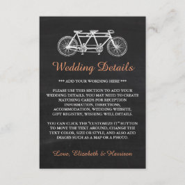 Tarjeta De Recepción Bicicleta tándem en el Boda de pizarra Insertar de