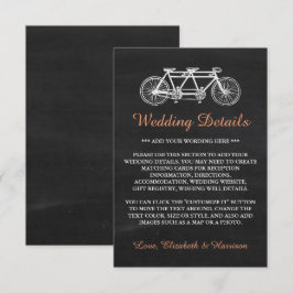 Tarjeta De Recepción Bicicleta tándem en el Boda de pizarra Insertar de