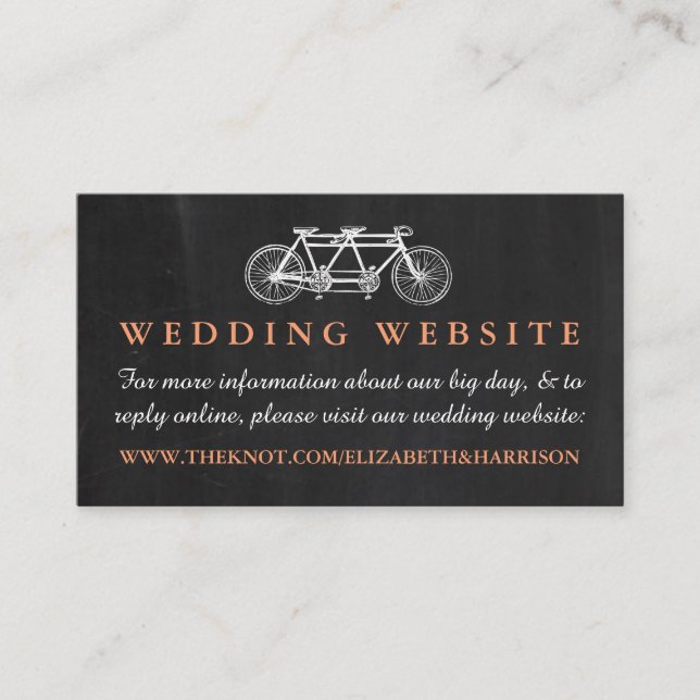 Tarjeta De Recepción Bicicleta Tandem En La Página Web Del Boda Chalkbo (Anverso)