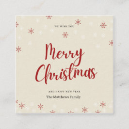 Tarjeta De Recepción Biege personalizada Snowflake Feliz Navidad