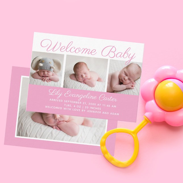 Tarjeta De Recepción Bienvenida a bebé Bonito de fotografía con escritu (Subido por el creador)