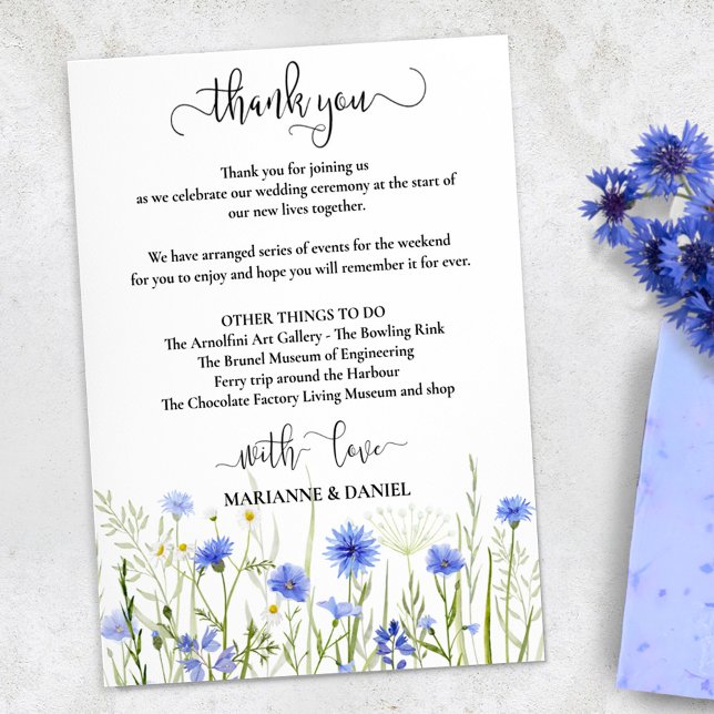 Tarjeta De Recepción Bienvenida a Boda de Flora Silvestre Pale Blue (Subido por el creador)