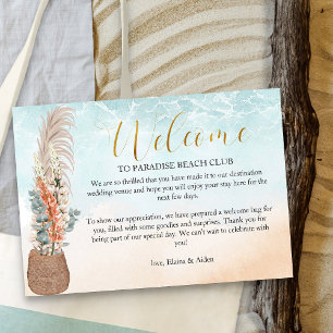 Tarjeta De Recepción Bienvenida a la boda de destino en la playa del oc