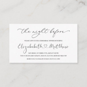 Tarjeta De Recepción Bienvenida blanca negra a la noche antes del cierr