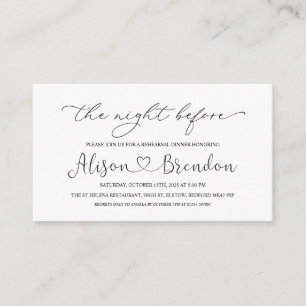 Tarjeta De Recepción Bienvenida blanca negra a la noche antes del cierr