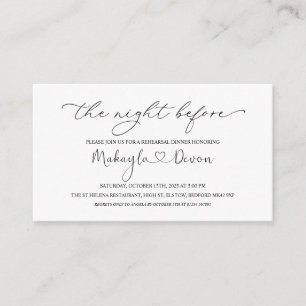 Tarjeta De Recepción Bienvenida blanca negra a la noche antes del cierr