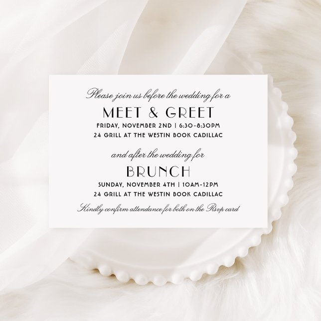 Tarjeta De Recepción Bienvenida y brunch Boda de Art Deco Negro de époc (Subido por el creador)