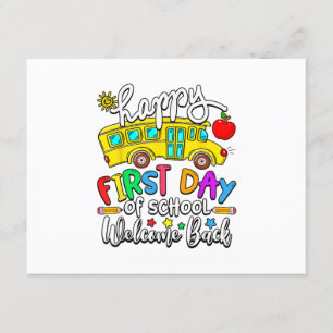 Tarjeta De Recepción Bienvenido De Vuelta A La Escuela Feliz Primer Día