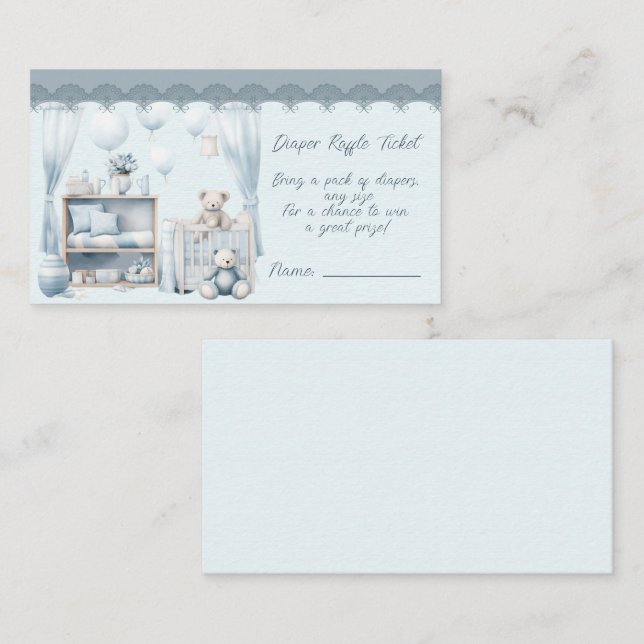 Tarjeta De Recepción Bienvenidos a Baby Boy Shower Diaper Raffle (Anverso / Reverso)