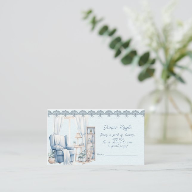 Tarjeta De Recepción Bienvenidos a Baby Boy Shower Diaper Raffle (Anverso de pie)