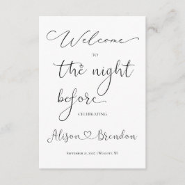 Tarjeta De Recepción Bienvenidos a la Noche Antes de Blanco y Negro