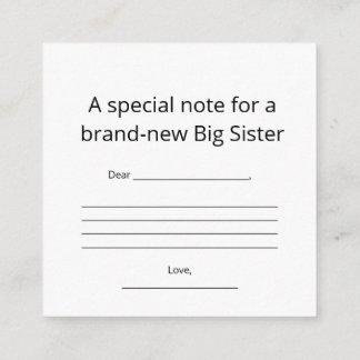 Tarjeta De Recepción Big Sister Abstract Heart Enclosure Card 