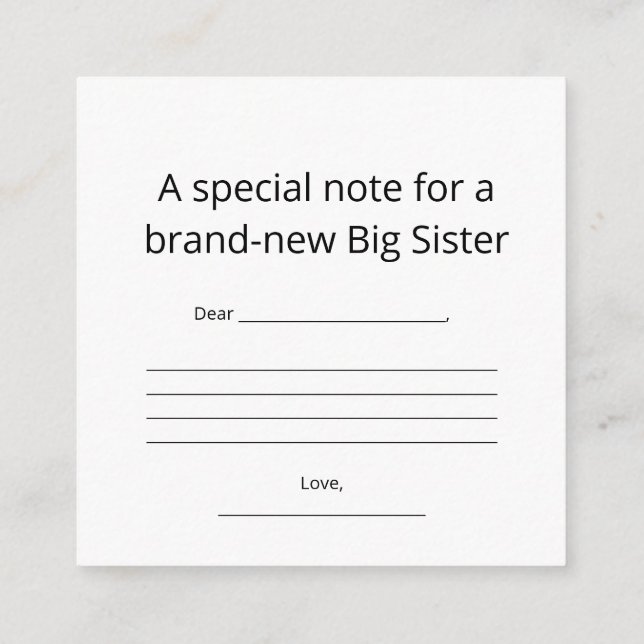 Tarjeta De Recepción Big Sister Abstract Heart Enclosure Card  (Reverso)