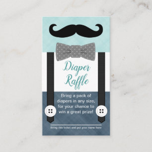 Tarjeta De Recepción bigote bebé diaper raffle ticket menta azul marino