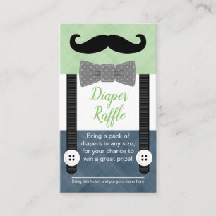 Tarjeta De Recepción bigote boleto de rifa de pañal verde azul marino