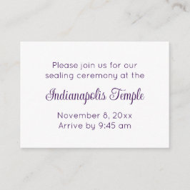 Tarjeta De Recepción Bilingual Purple Script Temple Sealing Invitation