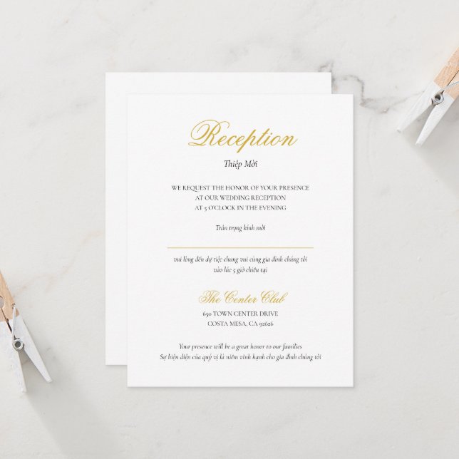 Tarjeta de recepción bilingüe vietnamita en escrit (Anverso/Reverso In Situ)