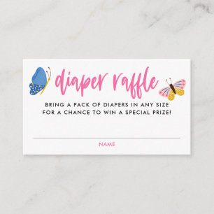 Tarjeta De Recepción Billete Cute Butterfly Baby Shower Diaper Raffle