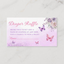 Billete Cute Butterfly Baby Shower Diaper Raffle