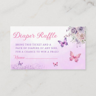 Tarjeta De Recepción Billete Cute Butterfly Baby Shower Diaper Raffle