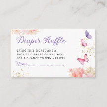 Billete Cute Butterfly Baby Shower Diaper Raffle