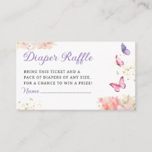 Tarjeta De Recepción Billete Cute Butterfly Baby Shower Diaper Raffle