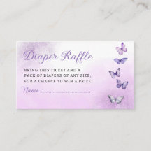 Billete Cute Butterfly Baby Shower Diaper Raffle
