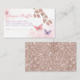 Tarjeta De Recepción Billete Cute Butterfly Baby Shower Diaper Raffle