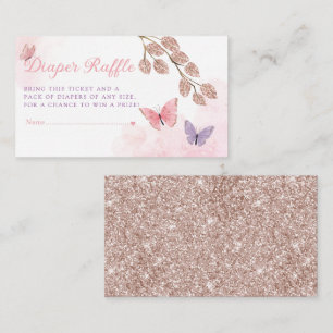 Tarjeta De Recepción Billete Cute Butterfly Baby Shower Diaper Raffle