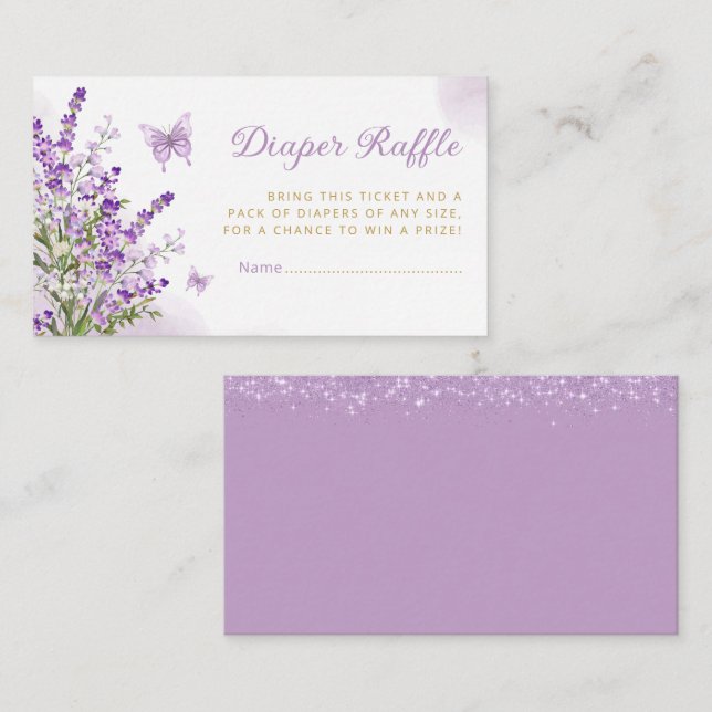 Tarjeta De Recepción Billete Cute Butterfly Baby Shower Diaper Raffle (Anverso / Reverso)