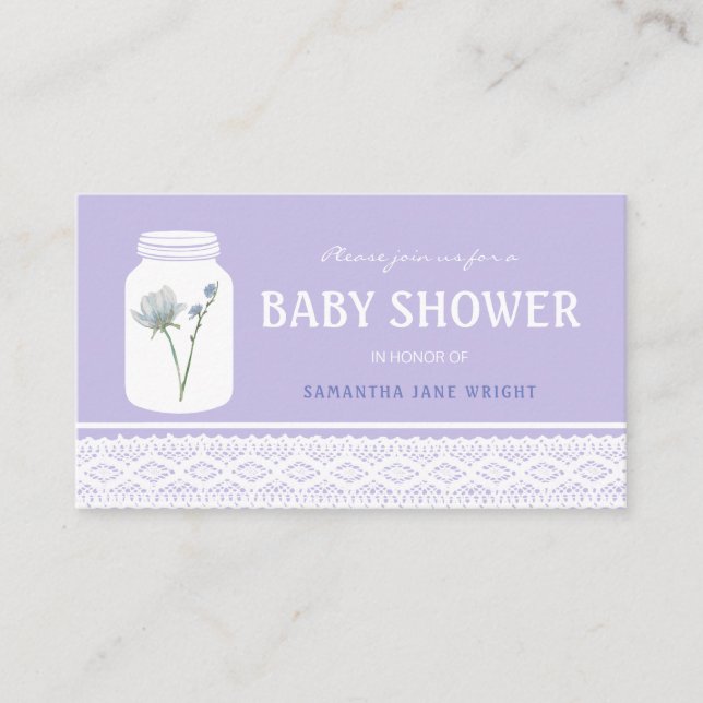 Tarjeta De Recepción Billete de Baby Shower de Wild Flower Mason Jar &  (Anverso)