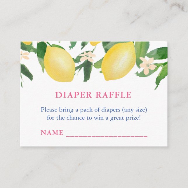 Tarjeta De Recepción Billete de Baby Shower Diaper Raffle de Lemons ita (Anverso)