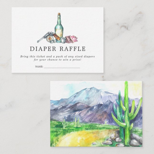 Tarjeta De Recepción Billete de Baby Shower Diaper Raffle | Oeste de va (Anverso / Reverso)
